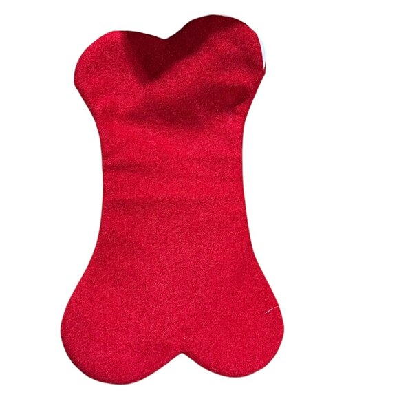 Dog Bone-Shaped Christmas Stocking With Cute Dog Appliqué & Bow - Picture 3 of 3